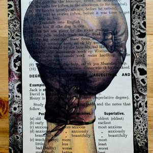 Boxing Glove Smashing on an Antique Child's Lesson Page 5 x 7" Folkart #PS911