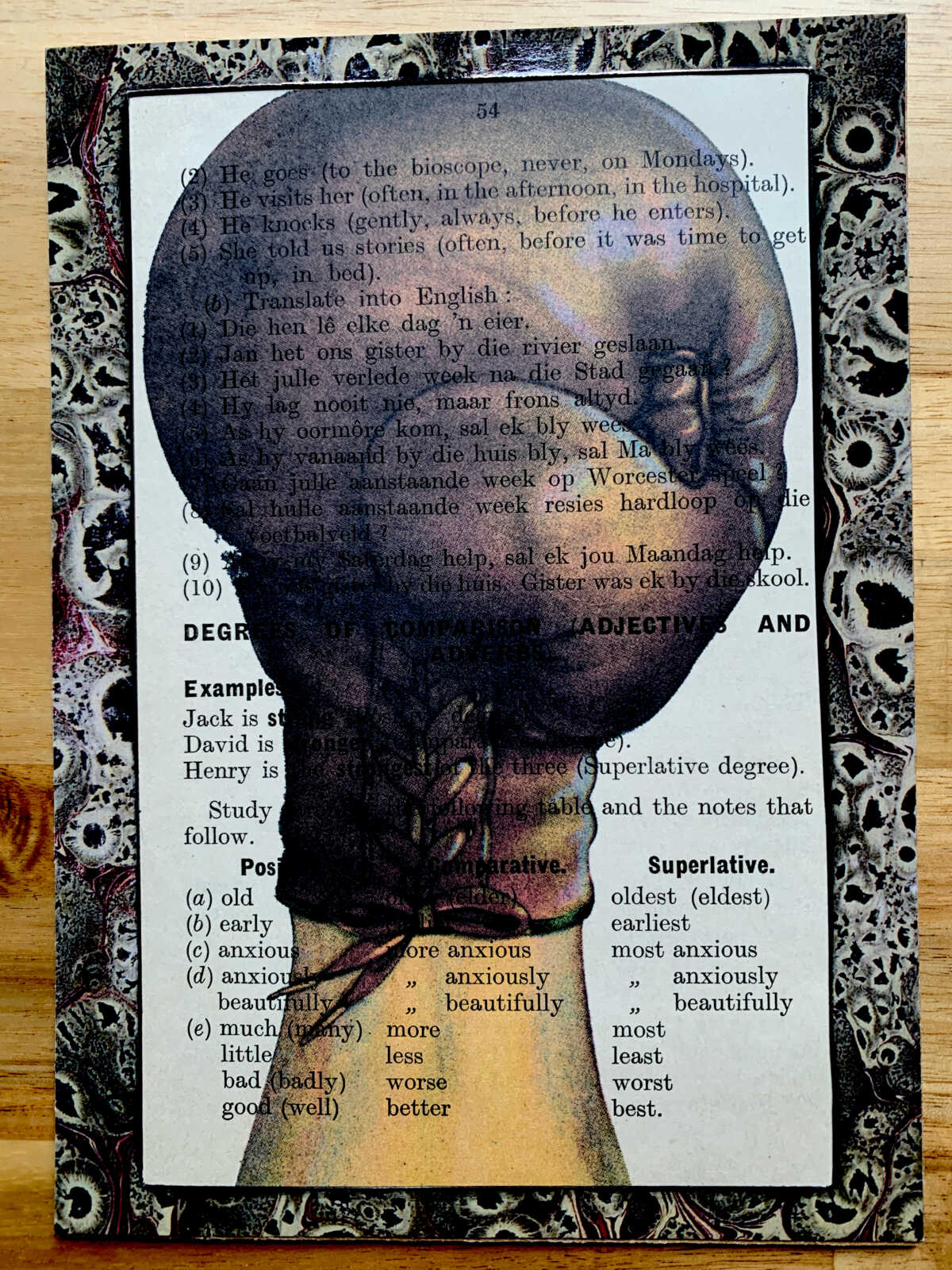 Boxing Glove Smashing on an Antique Child's Lesson Page 5 x 7" Folkart #PS911