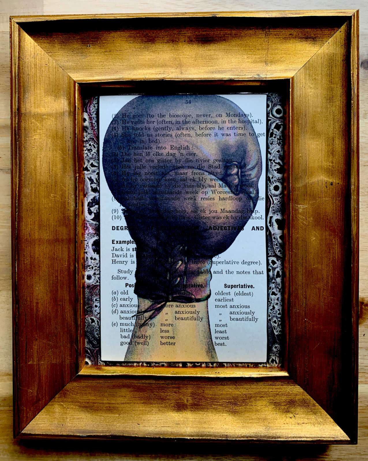 Boxing Glove Smashing on an Antique Child's Lesson Page 5 x 7" Folkart #PS911 - Image 2