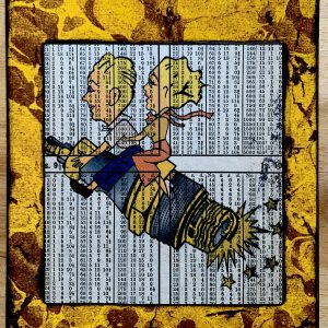 Optimistic Champion Spark Plug Couple Launching on an Antique Mathematical Table Page 5 x 7" Folkart #PS913
