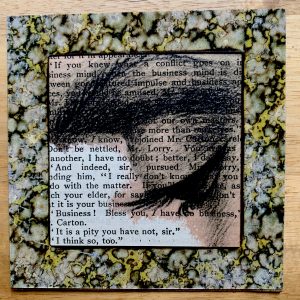 Woman's Eye Glancing Downward on Antique Book Page 4 x 4" Folkart #DSO144.5
