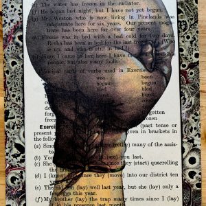 Boxing Glove Smashing on an Antique Child's Lesson Page 5 x 7" Folkart #PS923