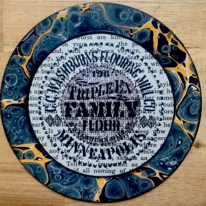 CC Washburn's Triple EX Family Flour Minneapolis Minnesota Label on an Antique Book Page Round 4 x 4" Folkart #AS711