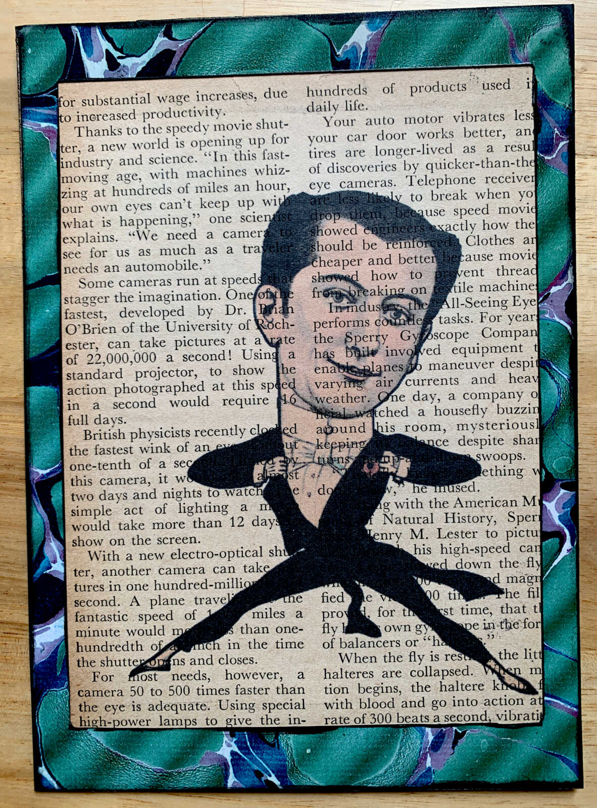 Victorian French Circus Theater Acrobatic Performer Mid Air on an Antique Magazine Page 5 x 7" Folkart #PS917