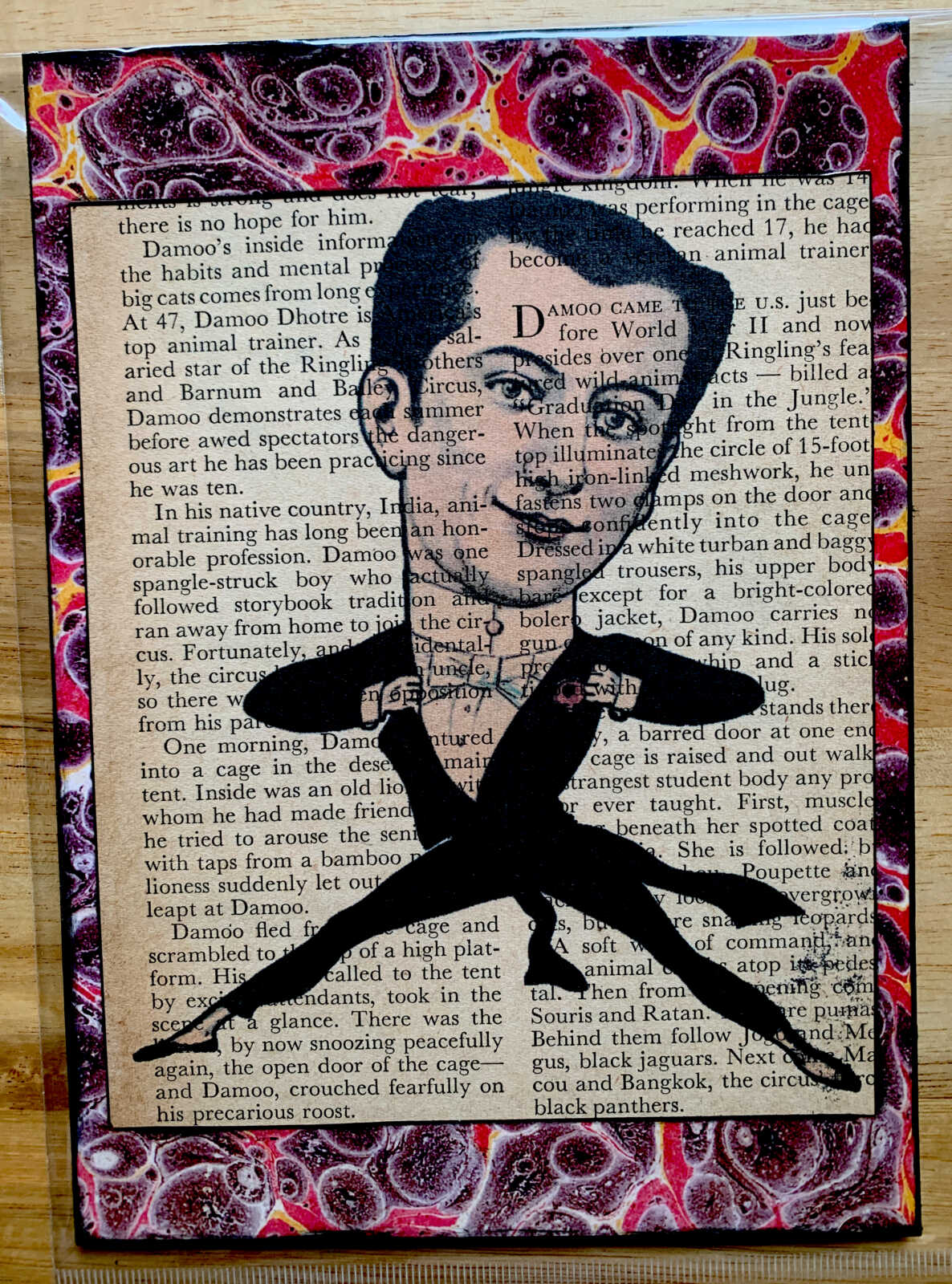 Victorian French Circus Theater Acrobatic Performer Mid Air on an Antique Magazine Page 5 x 7" Folkart #PS909