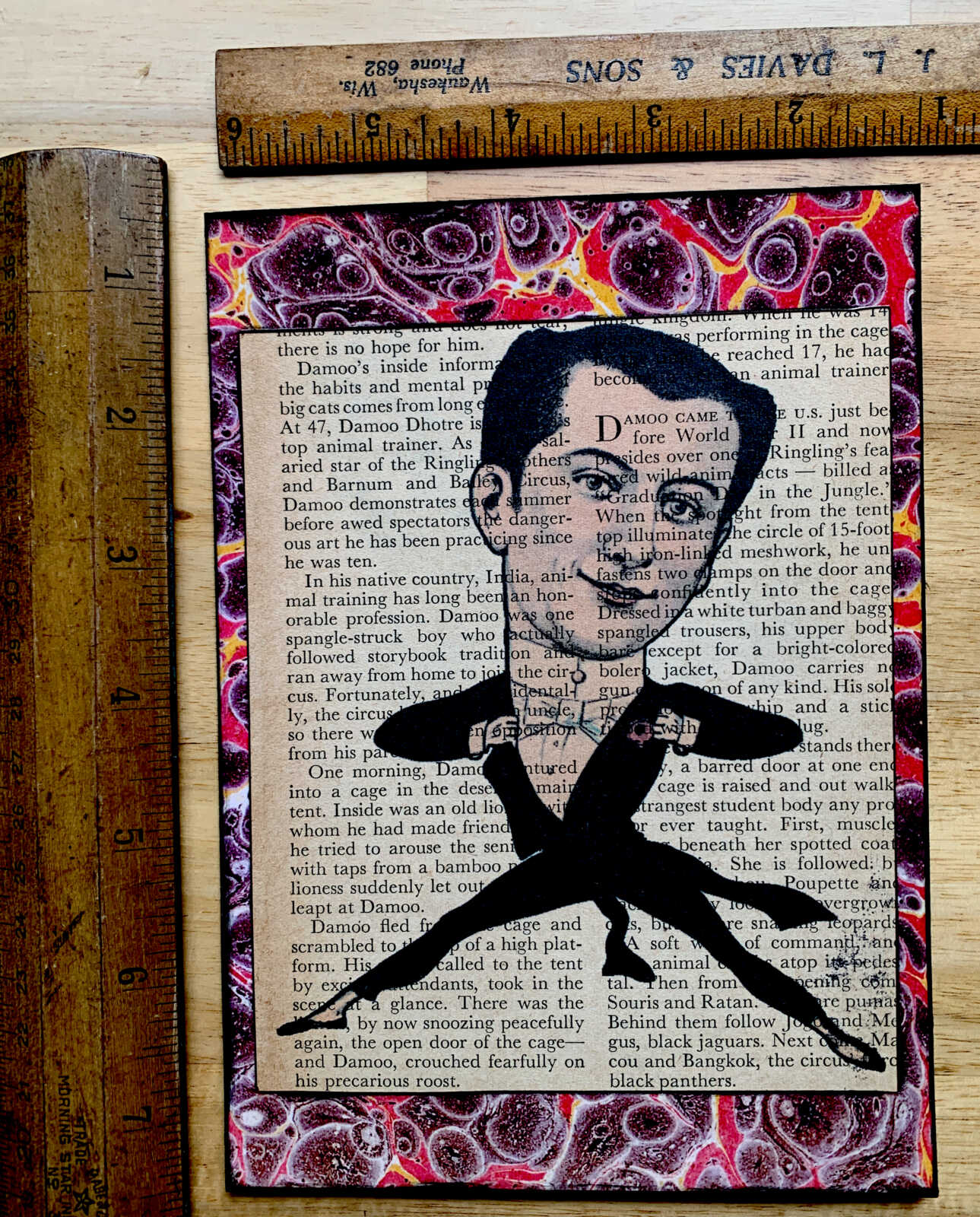Victorian French Circus Theater Acrobatic Performer Mid Air on an Antique Magazine Page 5 x 7" Folkart #PS909 - Image 2