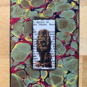 Victorian Lion Die Cut on Antique South African Book Page 3 x 5" Folkart #CSL19