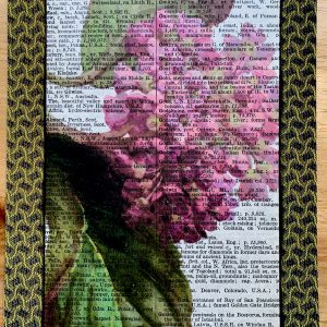 Overblown Lavender Hydrangeas on an Antique Pears Cyclopedia Page 5 x 7" Folkart #PS901
