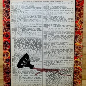 Spilt Gobol Ink Victorian Advertisement on an Antique Capetown Directory Page 8 x 10" Folkart #SS334