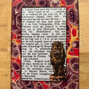 Victorian Lion Die Cut on Antique South African Book Page 3 x 5" Folkart #CSL14