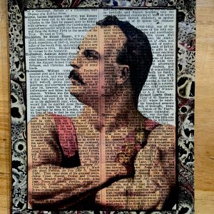 Victorian Performing Strongman Posing Proudly on an Antique Pears Cyclopedia Page 5 x 7" Folkart #PS906