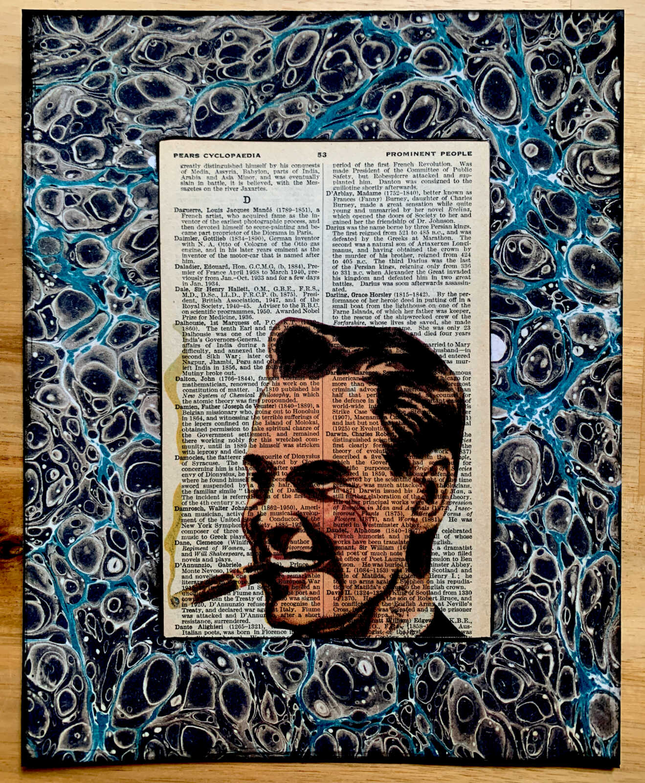 Fancy Pants Smoking Dude on an Antique Pears Cyclopedia Prominent People Book Page 8 x 10" Folkart #SS350