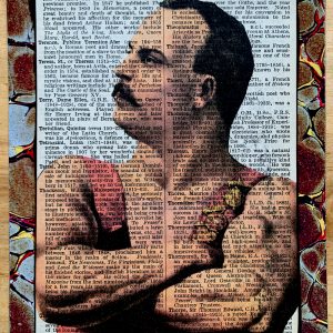 Victorian Performing Strongman Posing Proudly on an Antique Pears Cyclopedia Page 5 x 7" Folkart #PS912