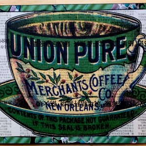 Union Pure Merchant's Coffee New Orleans Louisiana Victorian Trade Image on a Chinese Newspaper Page 8 x 10" Folkart #SS324