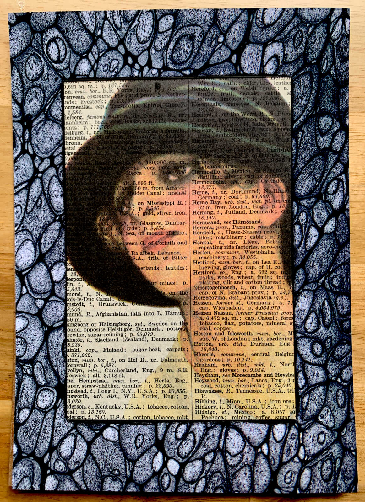 Winsome Woman in a Black Hat on an Antique Pears Cyclopedia Page 5 x 7" Folkart #PS905